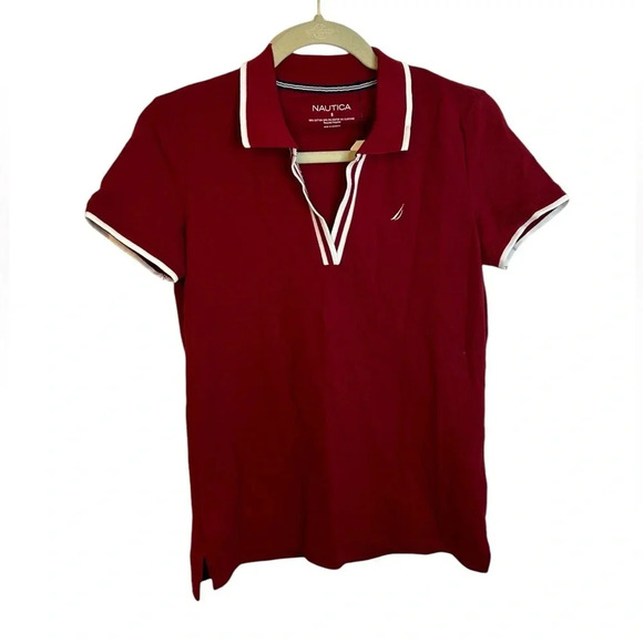 NWT NAUTICA PREPPY MAROON POLO - Picture 1 of 3